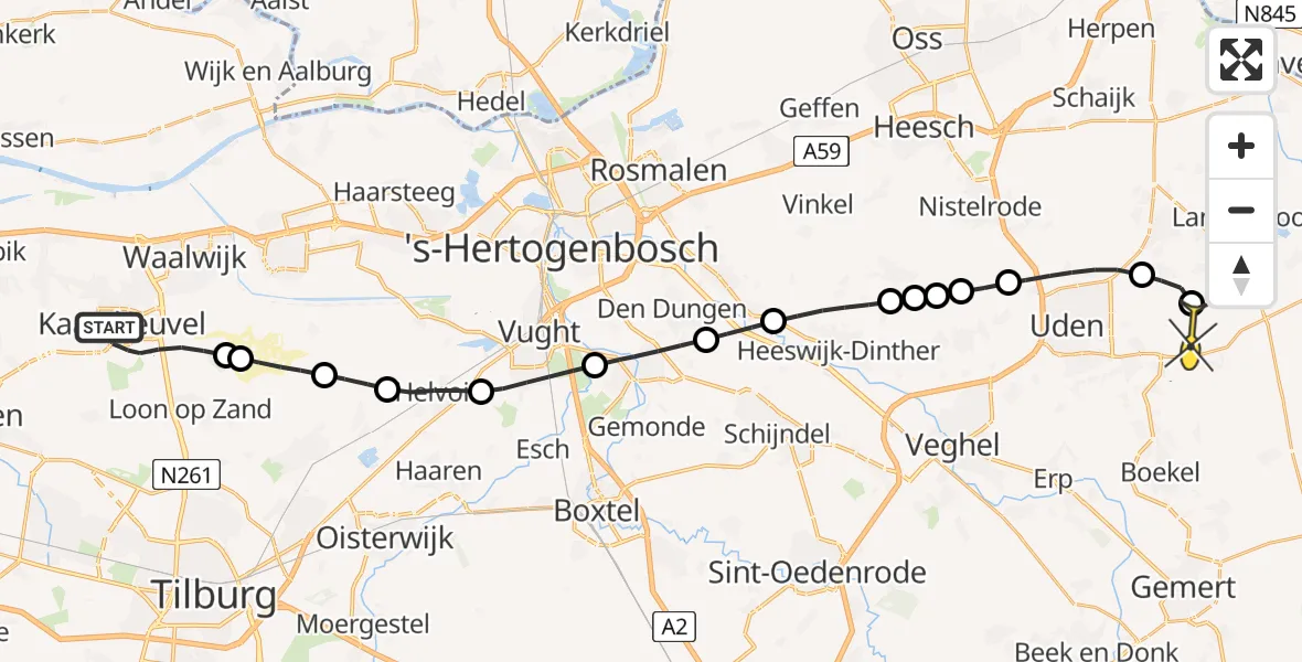 Routekaart van de vlucht: Lifeliner 3 naar Vliegbasis Volkel, Wolf 6