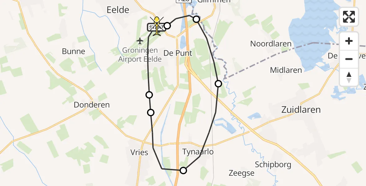 Routekaart van de vlucht: Lifeliner 4 naar Groningen Airport Eelde, Vissersweg