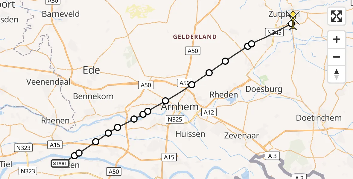 Routekaart van de vlucht: Lifeliner 3 naar Zutphen, Zeven geversstraat