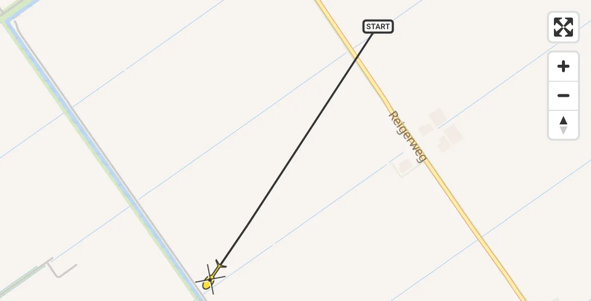 Routekaart van de vlucht: Politiehelikopter naar Zeewolde, Windmolenpad RDT