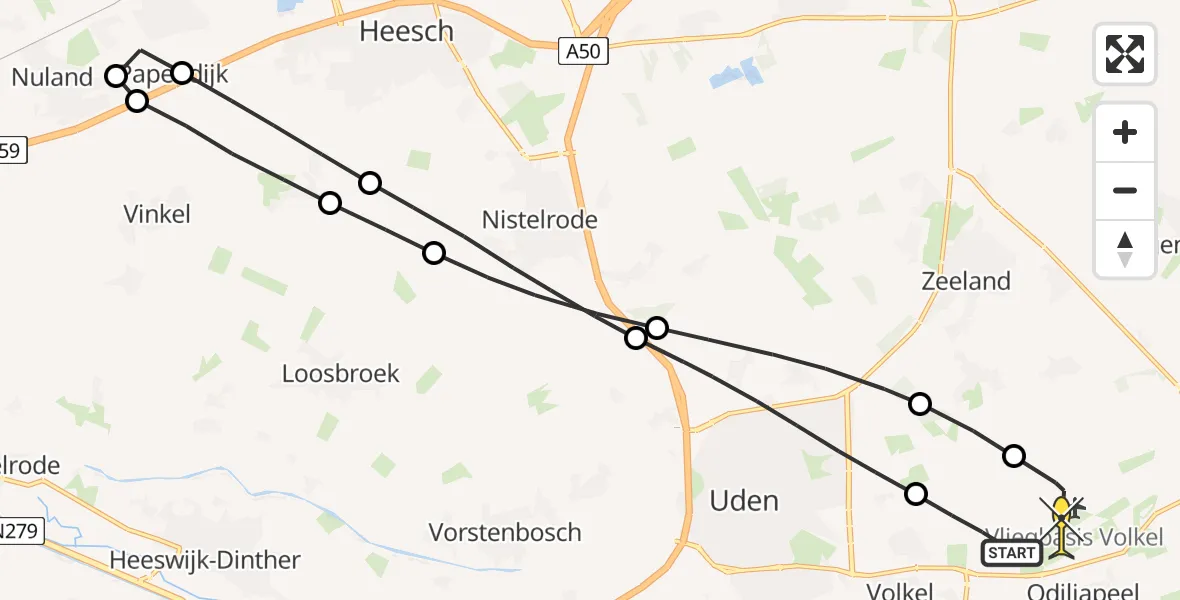 Routekaart van de vlucht: Lifeliner 3 naar Vliegbasis Volkel, Jagersveld