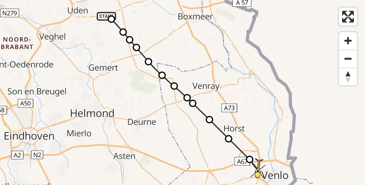 Routekaart van de vlucht: Lifeliner 3 naar Venlo, Boekweitstraat