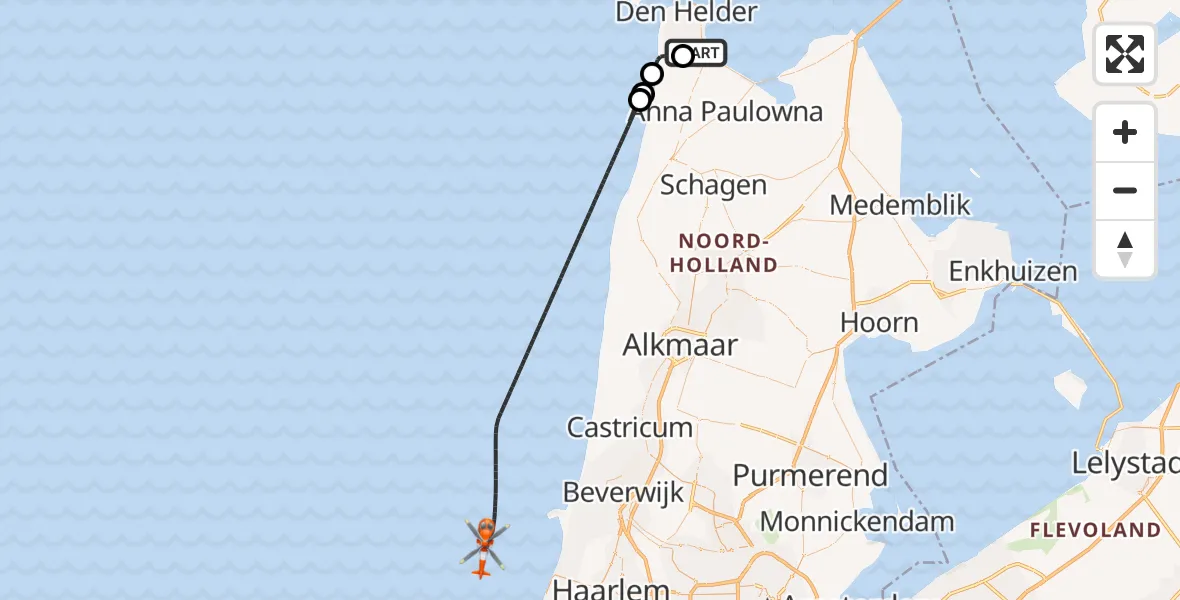 Vluchtroute Kustwachthelikopter Vliegveld De Kooy - , 27 januari 2025, 10:32