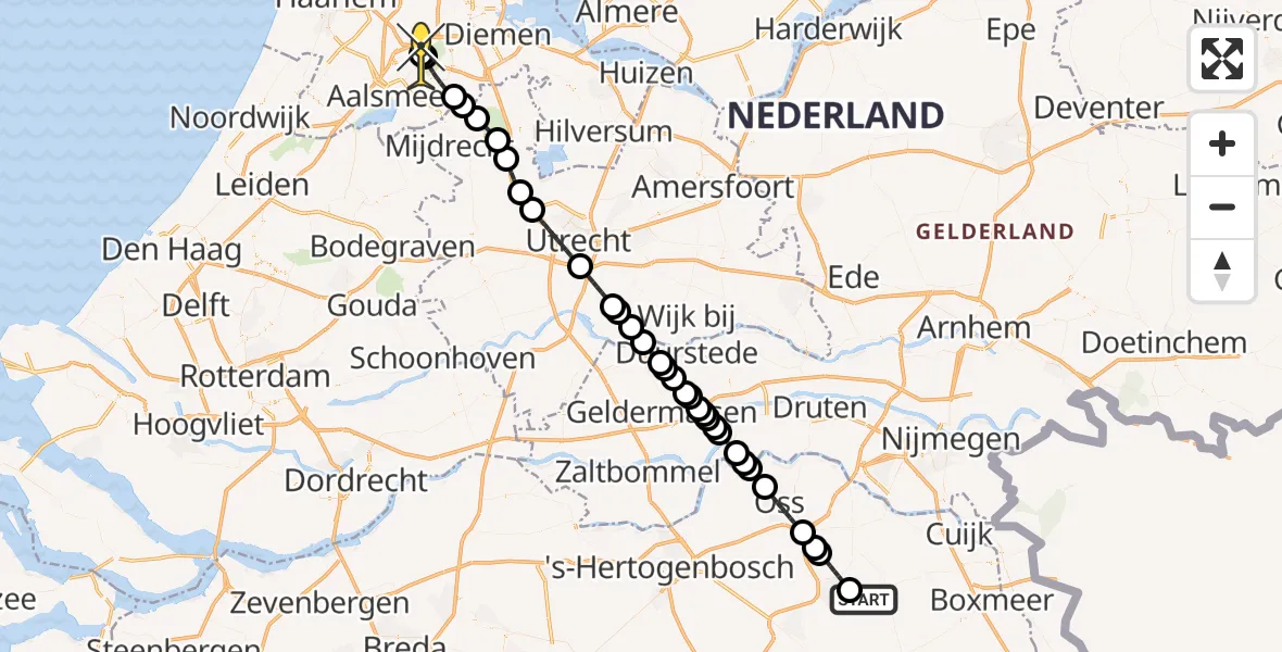 Routekaart van de vlucht: Politieheli naar Schiphol, Kromstraat