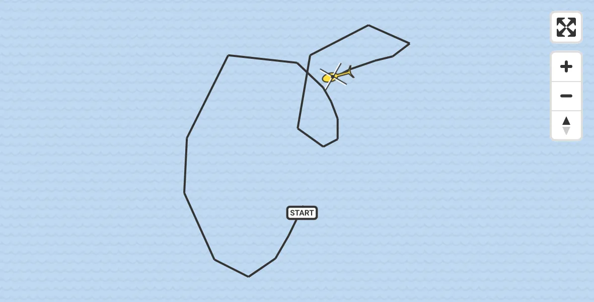 Routekaart van de vlucht: Kustwachthelikopter naar 