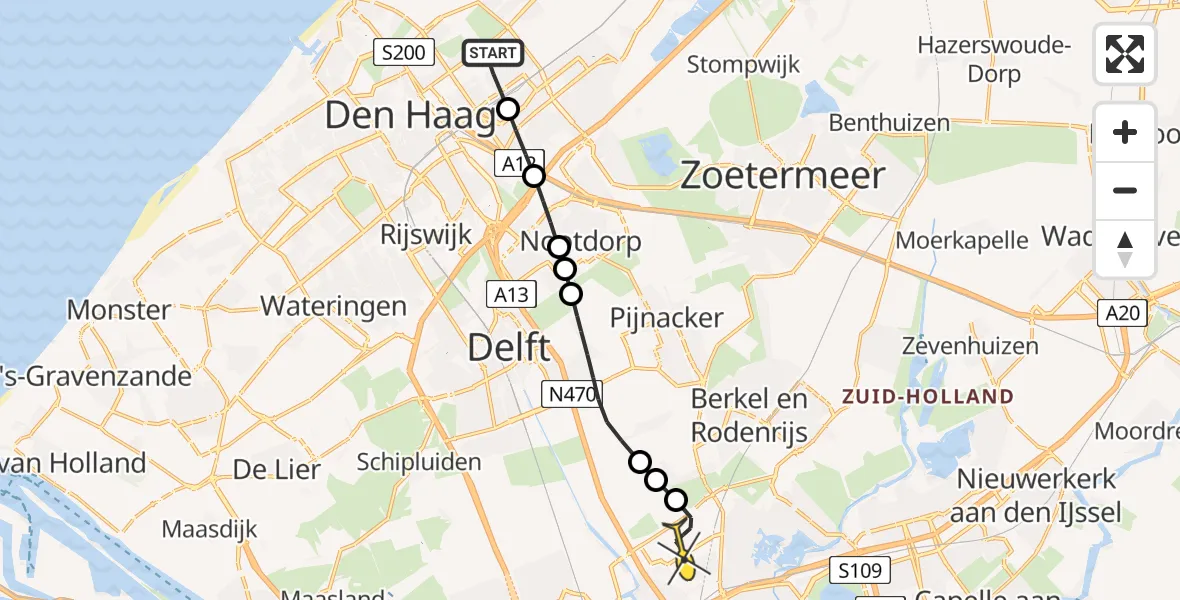 Routekaart van de vlucht: Lifeliner 2 naar Rotterdam The Hague Airport, Boekweitkamp