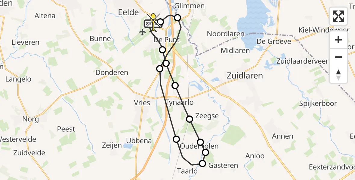 Routekaart van de vlucht: Lifeliner 4 naar Groningen Airport Eelde, Betmersweg