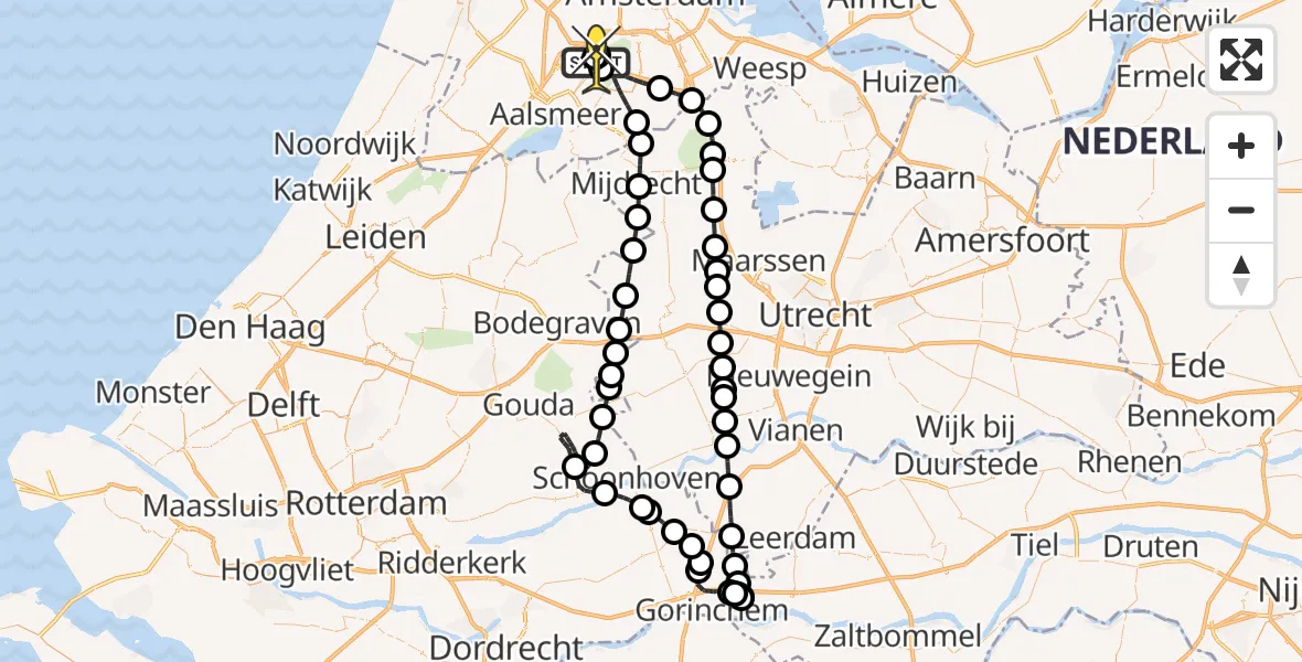 Routekaart van de vlucht: Politieheli naar Schiphol, Nieuwe Meerlaan