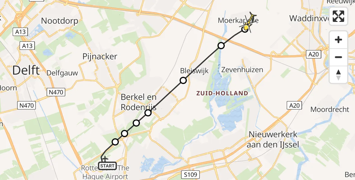 Routekaart van de vlucht: Lifeliner 2 naar Moerkapelle, Industriestraat