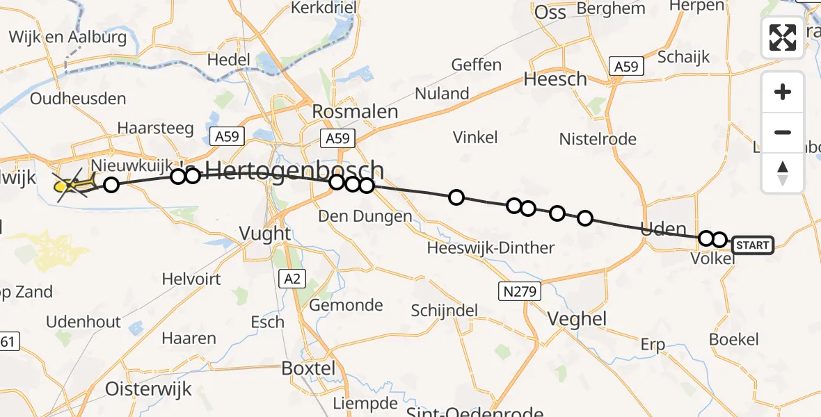 Routekaart van de vlucht: Lifeliner 3 naar Drunen, Venstraat