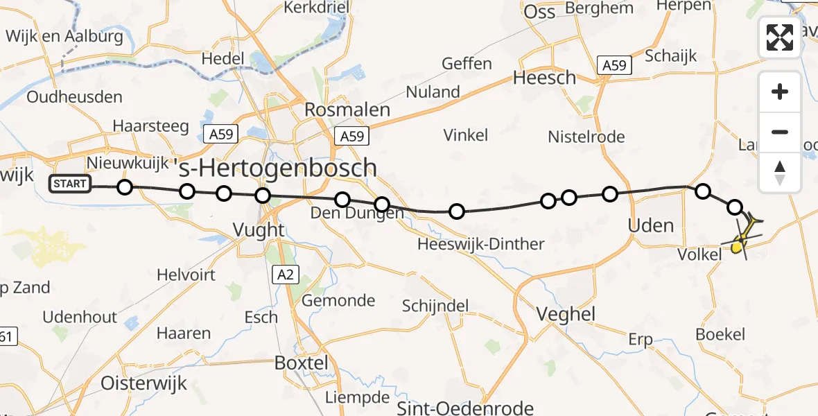 Routekaart van de vlucht: Lifeliner 3 naar Vliegbasis Volkel, Bellinipark