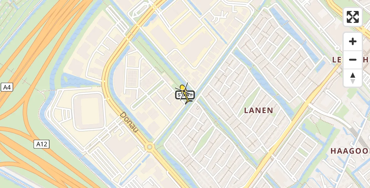 Routekaart van de vlucht: Lifeliner 1 naar Den Haag, Tiber