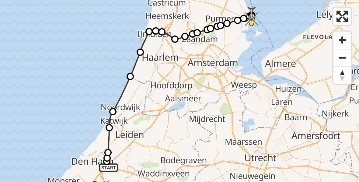 Routekaart van de vlucht: Lifeliner 1 naar Volendam, Schrepelpad