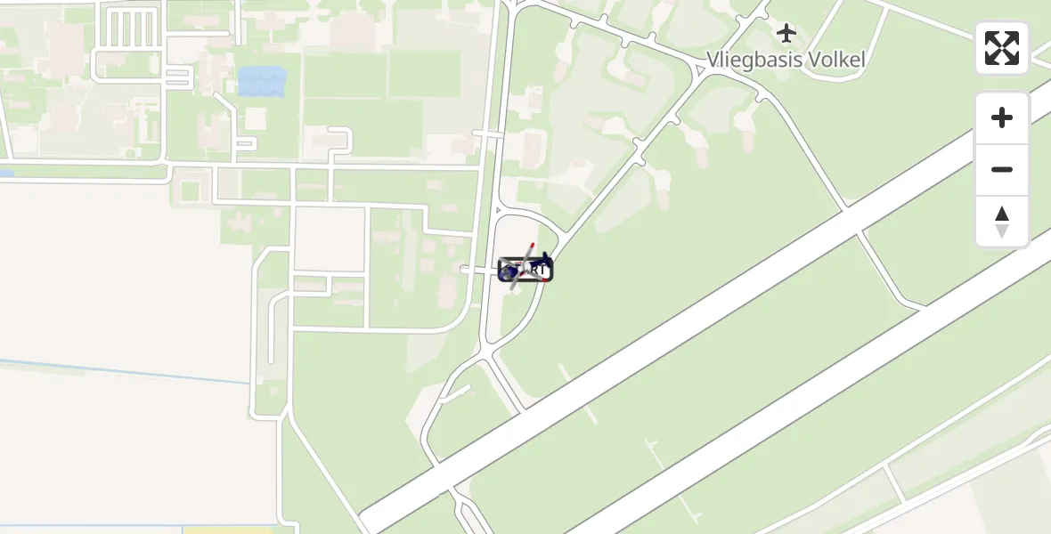 Vluchtroute Politiehelikopter van Vliegbasis Volkel naar Vliegbasis Volkel