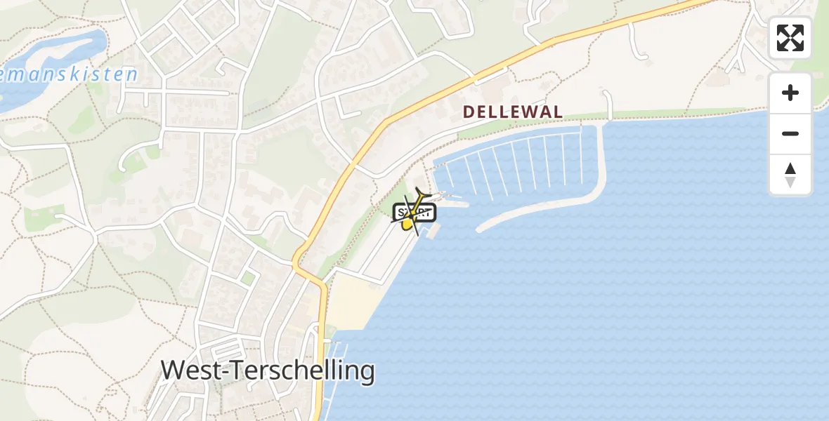 Routekaart van de vlucht: Lifeliner 4 naar West-Terschelling, Werkhaven