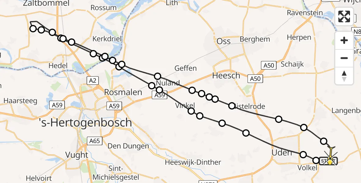 Routekaart van de vlucht: Lifeliner 3 naar Vliegbasis Volkel, Venstraat