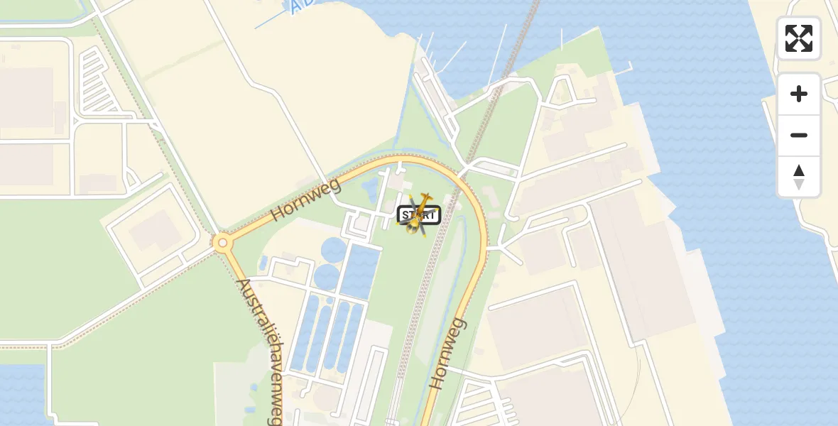 Vluchtroute Traumahelikopter van Amsterdam Heliport naar Amsterdam Heliport