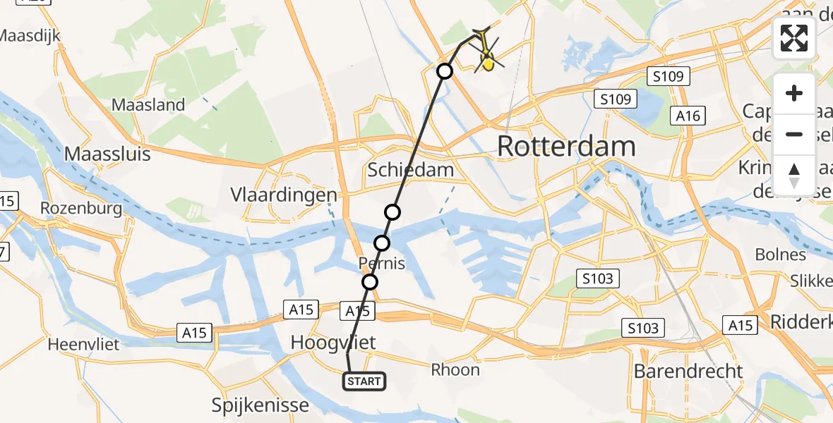 Routekaart van de vlucht: Lifeliner 2 naar Rotterdam The Hague Airport, Wederik