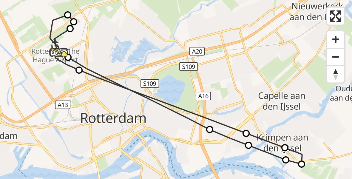 Routekaart van de vlucht: Lifeliner 2 naar Rotterdam The Hague Airport, Linnaeushof