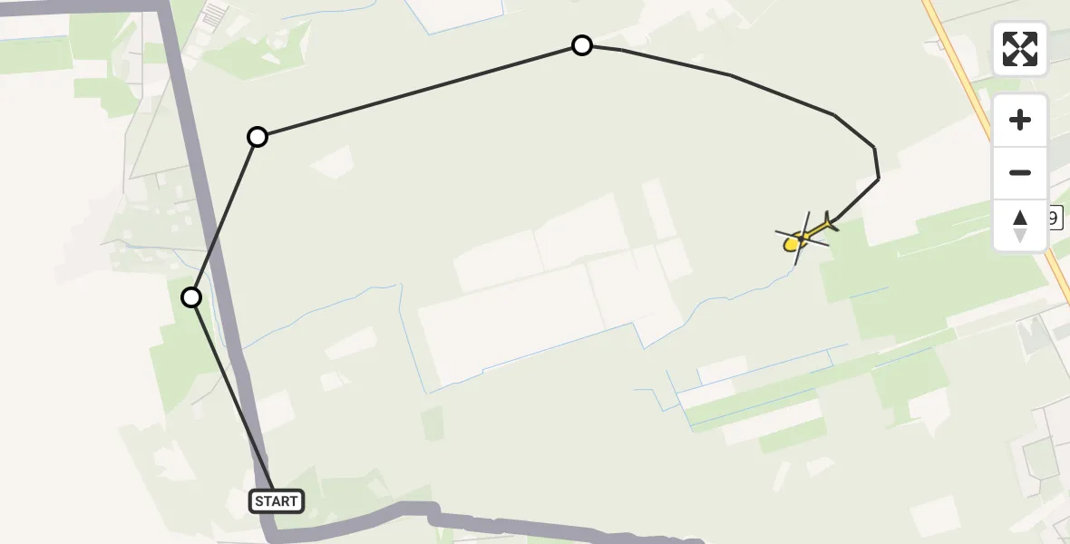 Routekaart van de vlucht: Politiehelikopter naar Putte, Zandvlietseweg