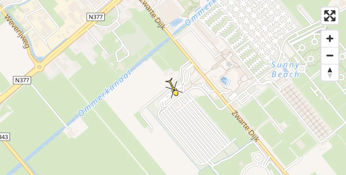 Routekaart van de vlucht: Politiehelikopter naar Slagharen