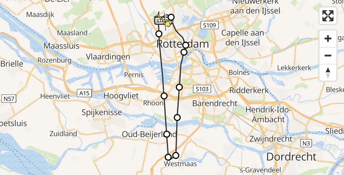 Routekaart van de vlucht: Lifeliner 2 naar Rotterdam The Hague Airport, Kastrupbaan