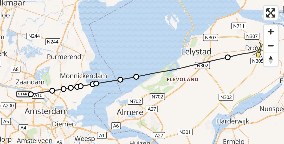 Routekaart van de vlucht: Lifeliner 1 naar Dronten, Kajuitpad