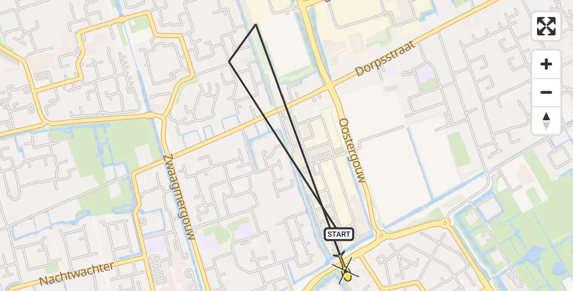 Routekaart van de vlucht: Politiehelikopter naar Hoorn, Blokmergouw