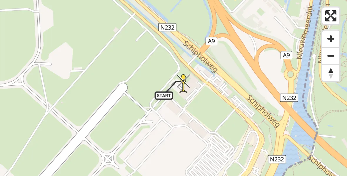 Vluchtroute Politiehelikopter van Schiphol naar Schiphol