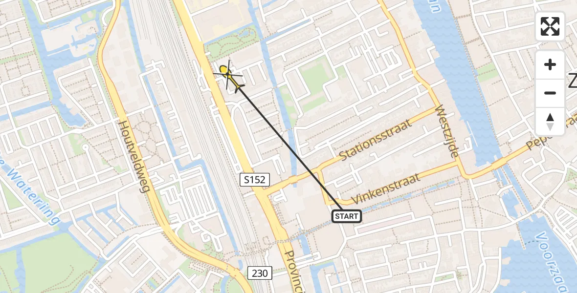 Routekaart van de vlucht: Politiehelikopter naar Zaandam, Mauritsstraat