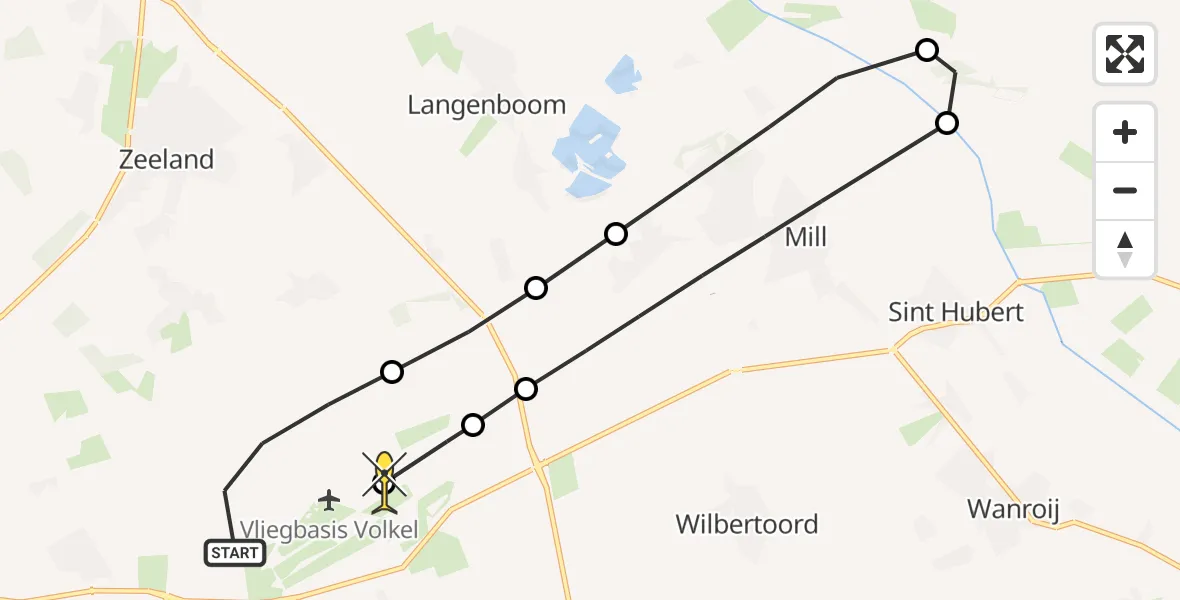 Routekaart van de vlucht: Lifeliner 3 naar Vliegbasis Volkel, Houtvennen