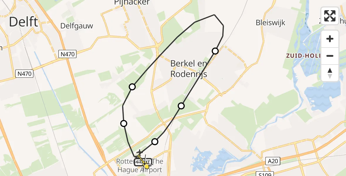 Routekaart van de vlucht: Lifeliner 2 naar Rotterdam The Hague Airport, Smaragd