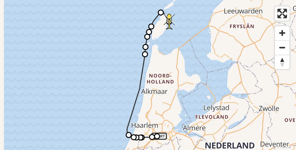 Routekaart van de vlucht: Politieheli naar Oosterend, Ceintuurbaan