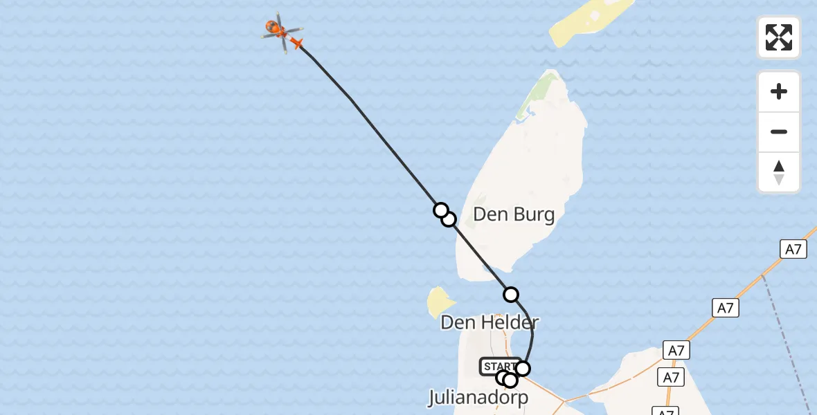 Vluchtroute Kustwachthelikopter Vliegveld De Kooy - , 28 januari 2025, 16:51