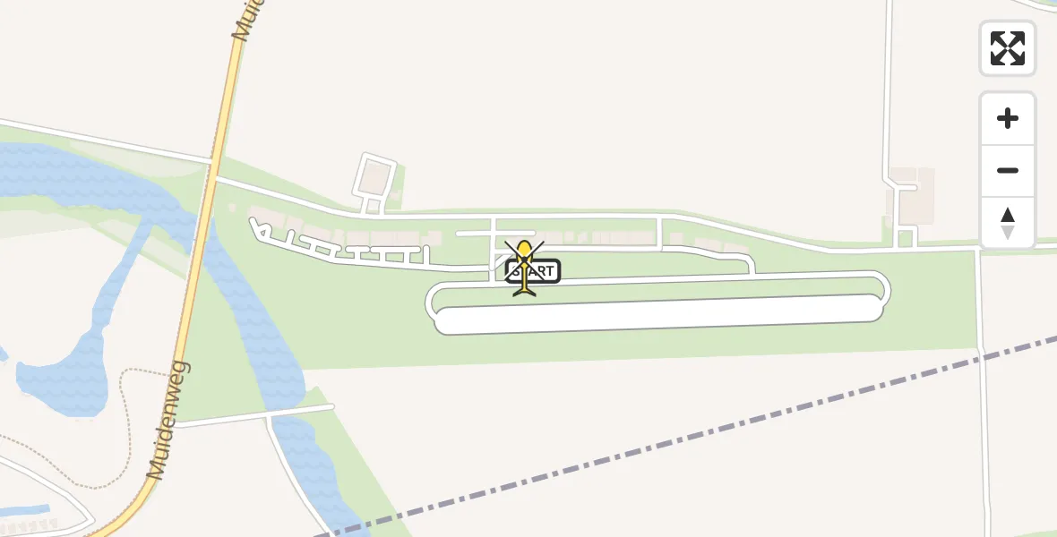 Routekaart van de vlucht: Politiehelikopter naar Vliegveld Midden-Zeeland, Calandweg