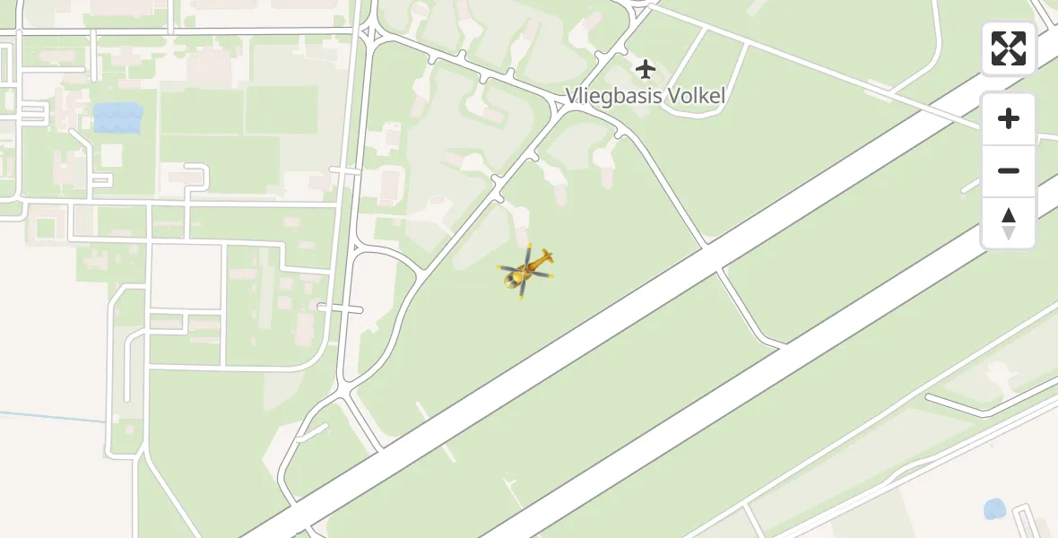 Vluchtroute Traumahelikopter van Vliegbasis Volkel naar Vliegbasis Volkel