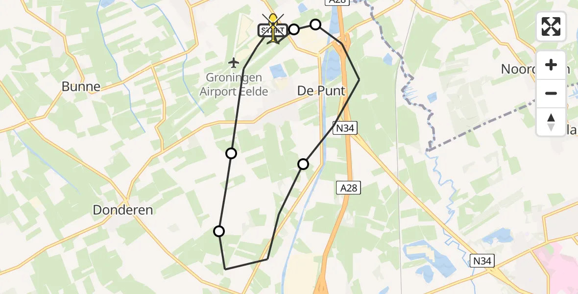 Routekaart van de vlucht: Lifeliner 4 naar Groningen Airport Eelde, Vissersweg