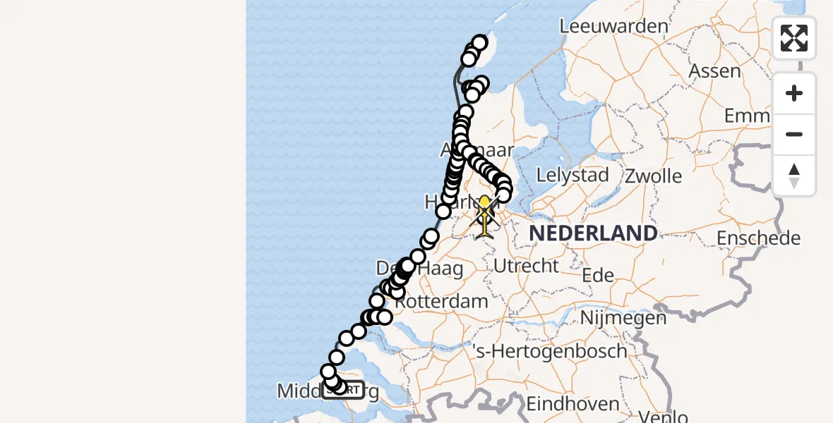 Routekaart van de vlucht: Politieheli naar Schiphol, Bastiaan de Langeplaatweg