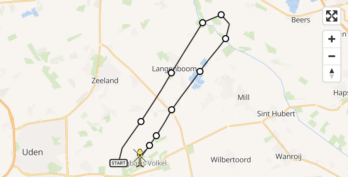 Routekaart van de vlucht: Lifeliner 3 naar Vliegbasis Volkel, Houtvennen