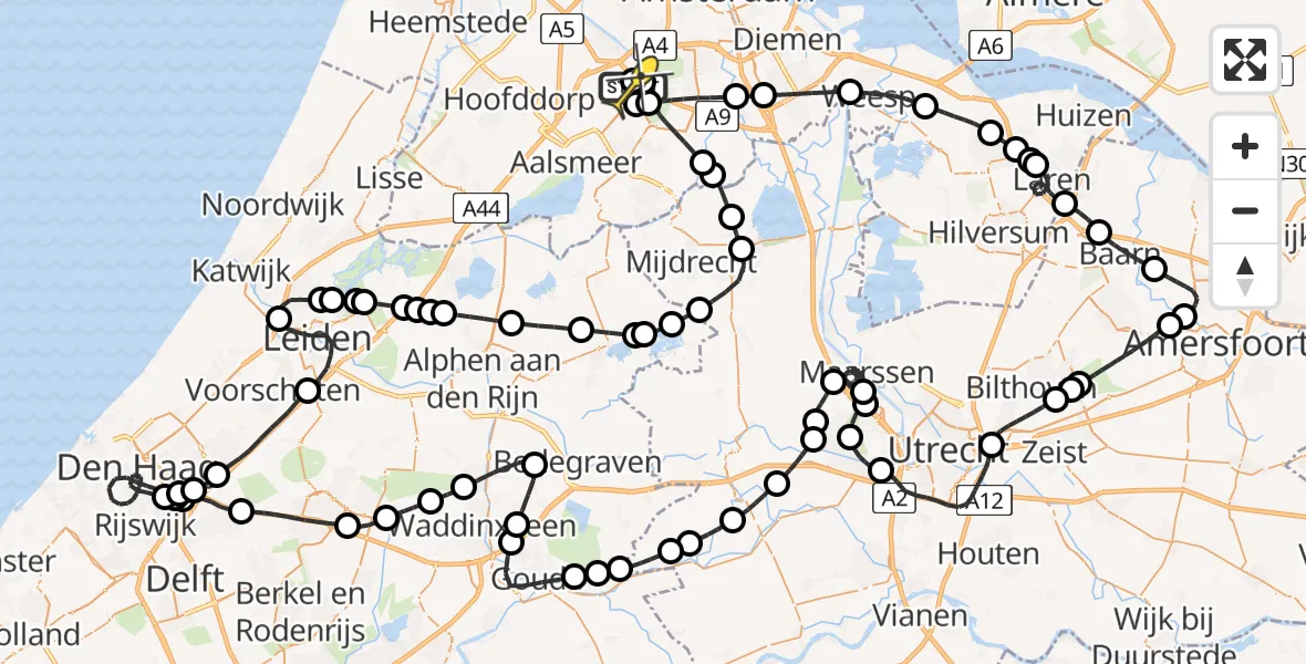 Routekaart van de vlucht: Politieheli naar Schiphol, Schipholdijk