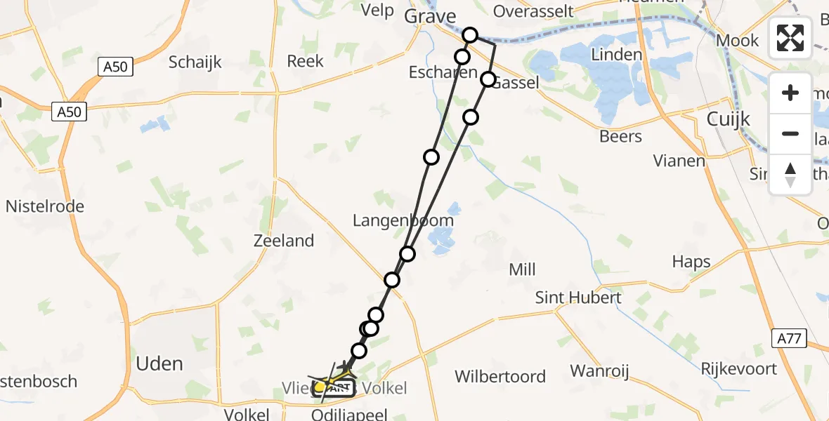 Routekaart van de vlucht: Lifeliner 3 naar Vliegbasis Volkel, Zeelandsedijk