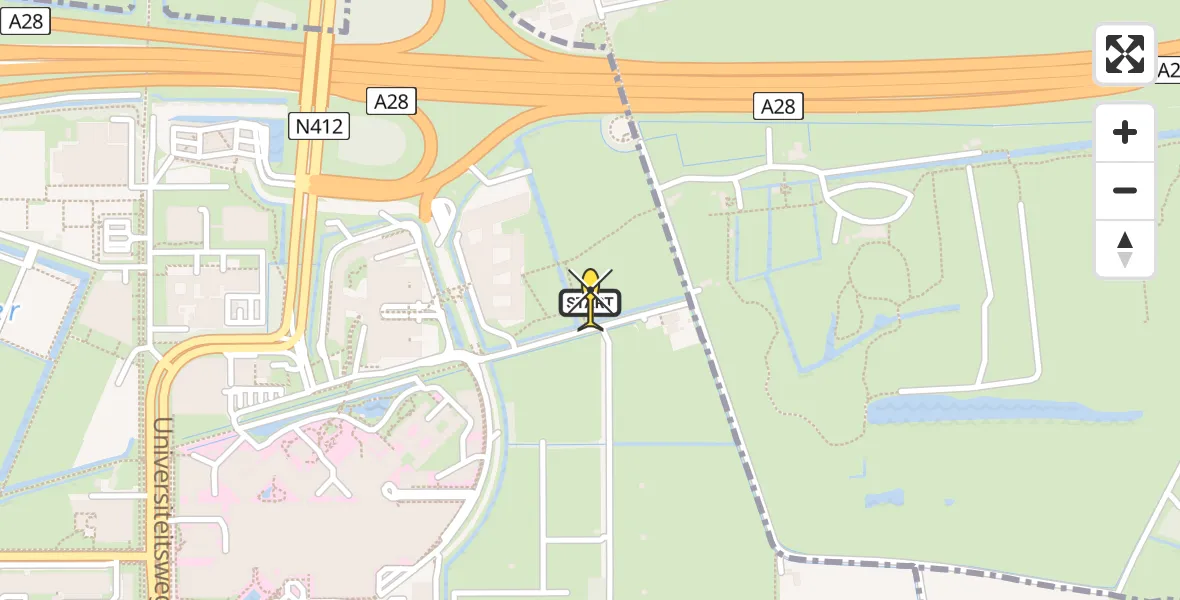 Routekaart van de vlucht: Lifeliner 1 naar Universitair Medisch Centrum Utrecht, Hoofddijk