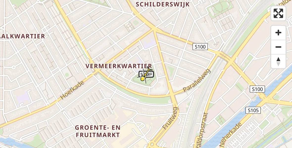 Routekaart van de vlucht: Lifeliner 2 naar Den Haag, Vermeerpark