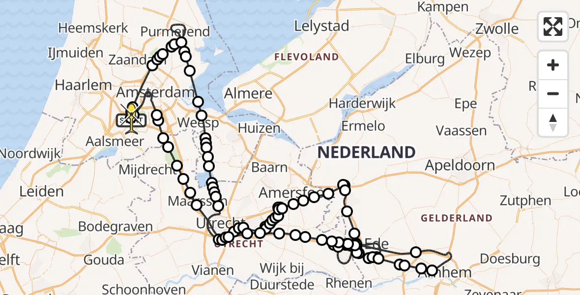 Routekaart van de vlucht: Politieheli naar Schiphol, Cateringweg