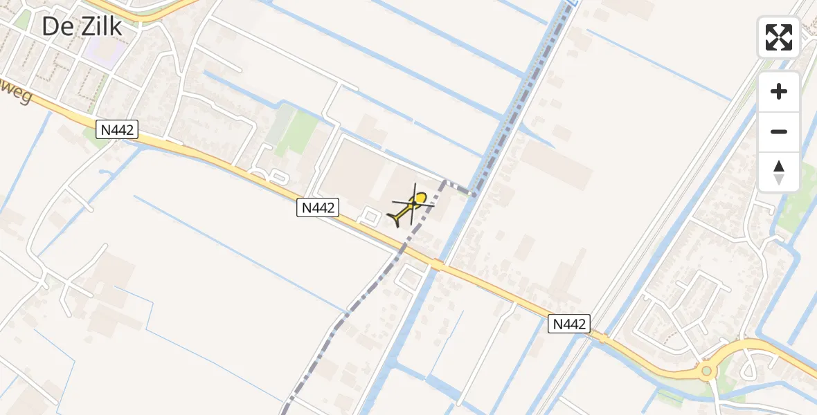 Routekaart van de vlucht: Politiehelikopter naar De Zilk