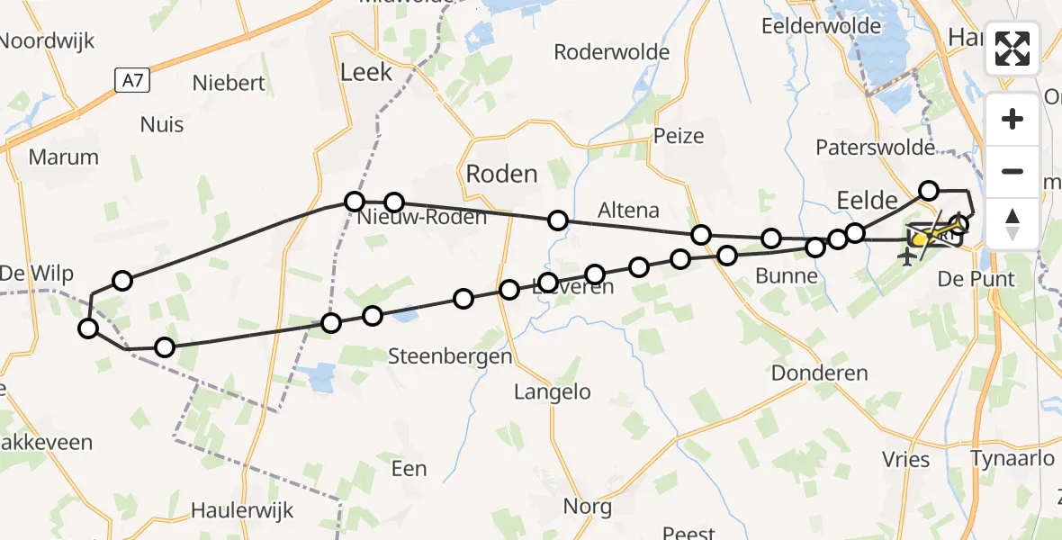 Routekaart van de vlucht: Lifeliner 4 naar Groningen Airport Eelde, Hoofdweg