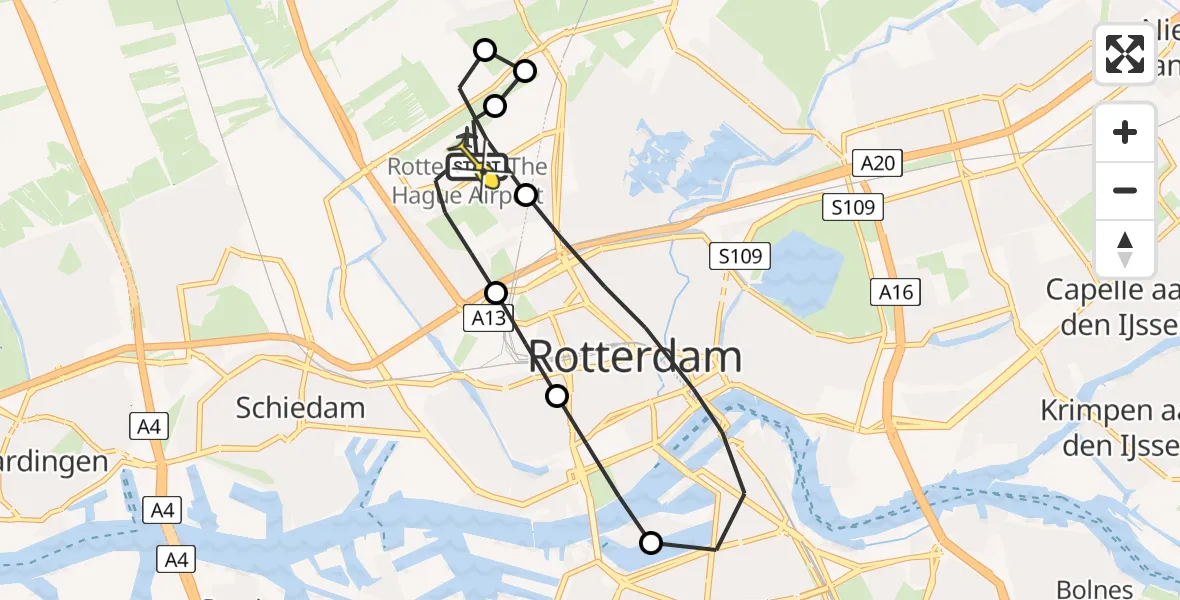 Routekaart van de vlucht: Lifeliner 2 naar Rotterdam The Hague Airport, Welschapstraat