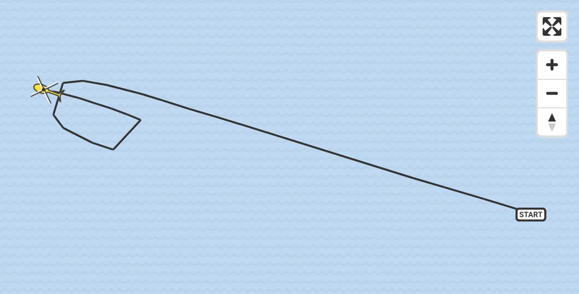 Routekaart van de vlucht: Kustwachthelikopter naar 