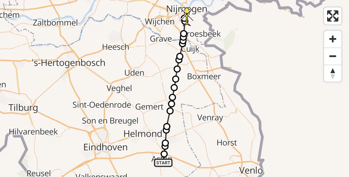 Routekaart van de vlucht: Lifeliner 3 naar Radboud Universitair Medisch Centrum, Lotusstraat