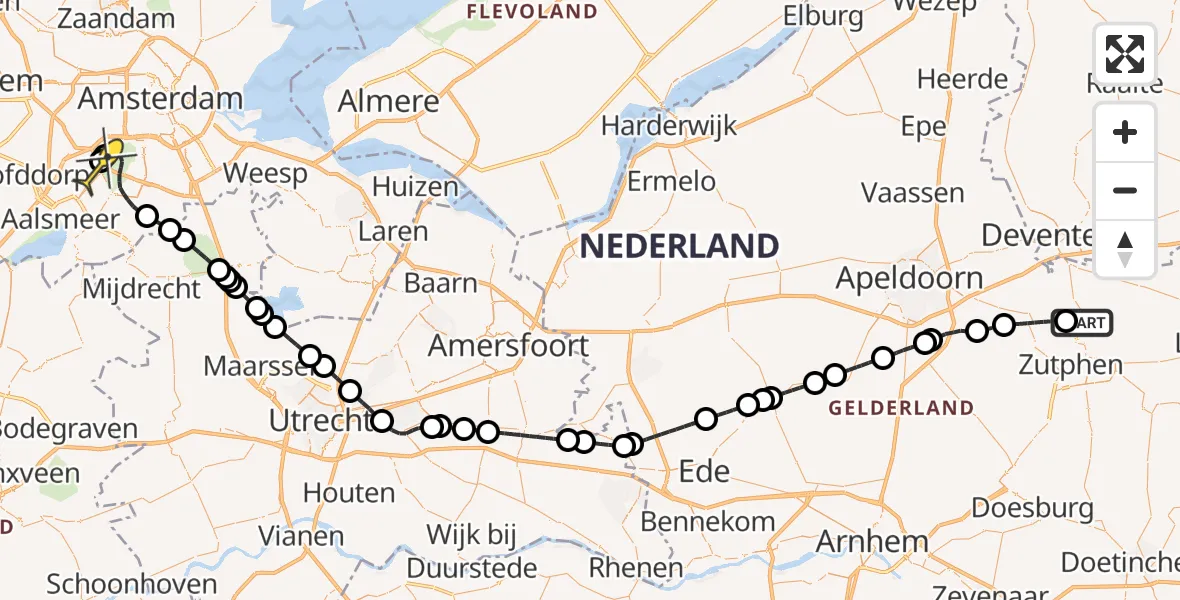 Routekaart van de vlucht: Politieheli naar Schiphol, Wellenbergweg